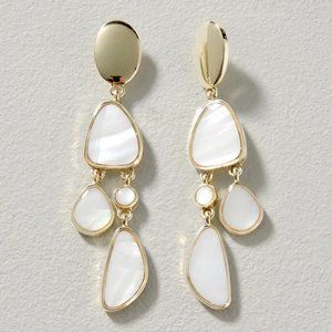 WHBM GENUINE Mother Of Pearl Shell Chandelier STATEMENT Earrings
